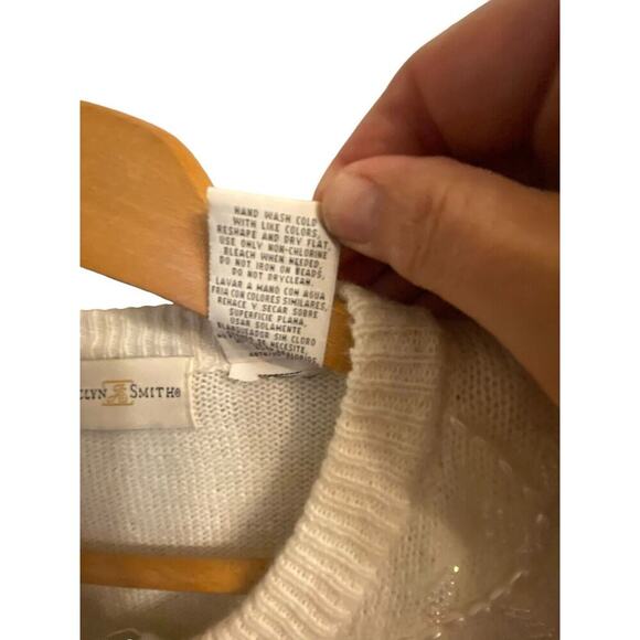 Vintage Jaclyn Smith Cardigan Sweater Size Extra Large Cream Wool Blend Beaded - Picture 9 of 13